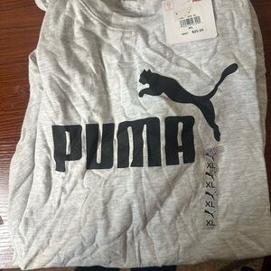 Puma Light Gray Short Sleeve Tee with Black Logo
